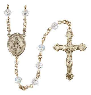 14 Karat Gold 6mm Austrian Crystal Our Lady of Assumption Rosary in Crystal