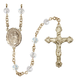 14 Karat Gold 6mm Austrian Crystal Saint Jacob of Nisibis Rosary in Crystal