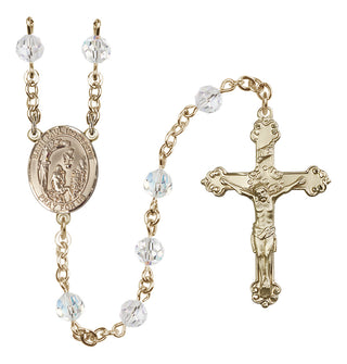 14 Karat Gold 6mm Austrian Crystal Saint Paul the Hermit Rosary in Crystal