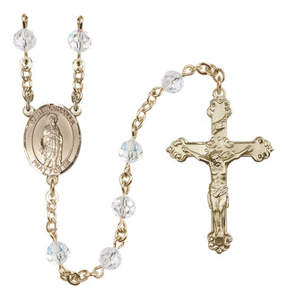 14 Karat Gold 6mm Austrian Crystal Saint Nathanael Rosary in Crystal