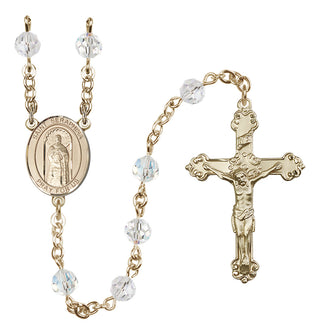 14 Karat Gold 6mm Austrian Crystal Saint Seraphina Rosary in Crystal