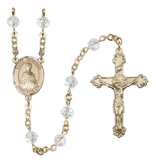 14 Karat Gold 6mm Austrian Crystal Saint Winifred of Wales Rosary in Crystal