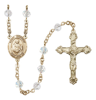 14 Karat Gold 6mm Austrian Crystal Saint Norbert of Xanten Rosary in Crystal