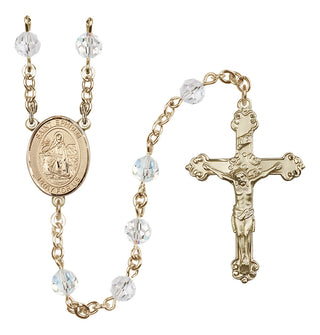 14 Karat Gold 6mm Austrian Crystal Saint Ephrem Rosary in Crystal
