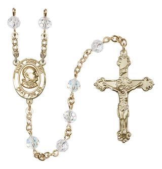 14 Karat Gold 6mm Austrian Crystal Saint John Xxiii Rosary in Crystal