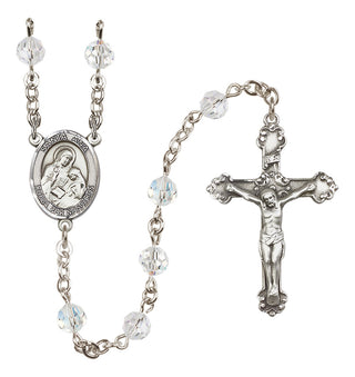 Sterling Silver 6mm Austrian Crystal Santa Ana Rosary in Crystal