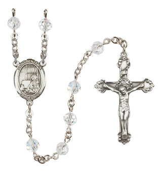 Sterling Silver 6mm Austrian Crystal Saint Benjamin Rosary in Crystal
