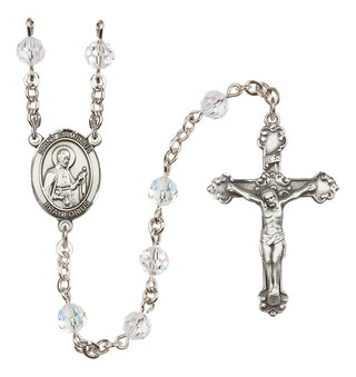 Sterling Silver 6mm Austrian Crystal Saint Camillus of Lellis Rosary in Crystal