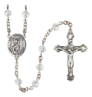 Sterling Silver 6mm Austrian Crystal San Cristobal Rosary in Crystal