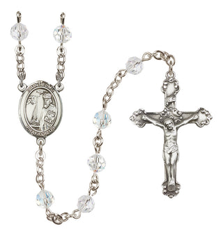Sterling Silver 6mm Austrian Crystal Saint Elmo Rosary in Crystal