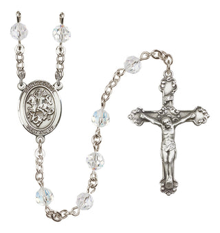 Sterling Silver 6mm Austrian Crystal Saint George Rosary in Crystal