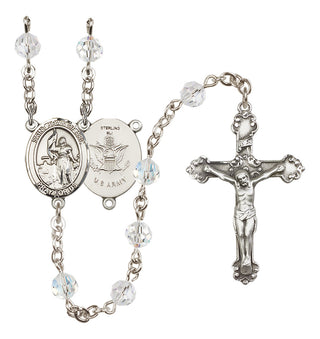 Sterling Silver 6mm Austrian Crystal Saint Joan of Arc / Army Rosary in Crystal