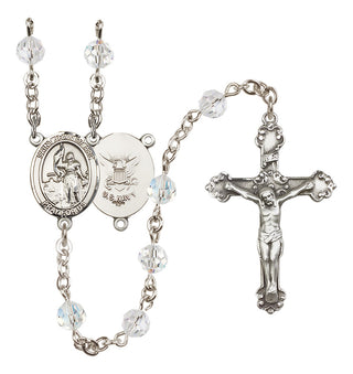 Sterling Silver 6mm Austrian Crystal Saint Joan of Arc / Navy Rosary in Crystal
