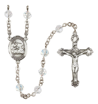 Sterling Silver 6mm Austrian Crystal Saint Joshua Rosary in Crystal