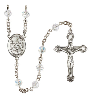 Sterling Silver 6mm Austrian Crystal Saint Kevin Rosary in Crystal