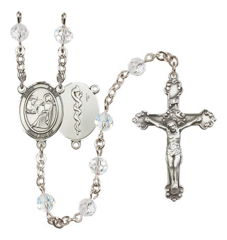 Sterling Silver 6mm Austrian Crystal Saint Luke the Apostle / Doctor Rosary in Crystal