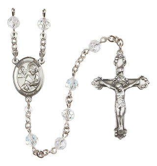 Sterling Silver 6mm Austrian Crystal Saint Mark the Evangelist Rosary in Crystal
