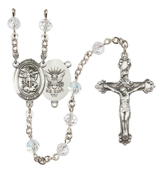 Sterling Silver 6mm Saint Michael / Navy Rosary
