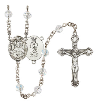 Sterling Silver 6mm Austrian Crystal Scapular Rosary in Crystal