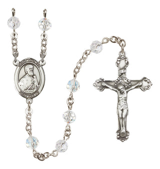 Sterling Silver 6mm Austrian Crystal Saint Thomas the Apostle Rosary in Crystal