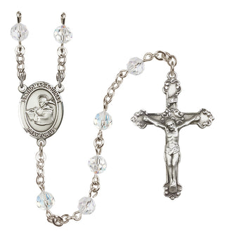 Sterling Silver 6mm Austrian Crystal Saint Thomas Aquinas Rosary in Crystal