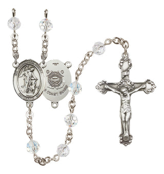 Sterling Silver 6mm Austrian Crystal Guardian Angel/Coast Guard Rosary in Crystal
