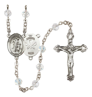 Sterling Silver 6mm Austrian Crystal Guardian Angel / Nat'l Guard Rosary in Crystal