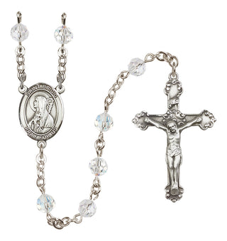 Sterling Silver 6mm Austrian Crystal Saint Brigid of Ireland Rosary in Crystal