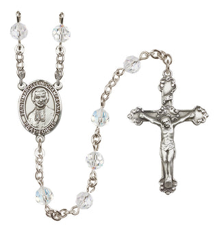 Sterling Silver 6mm Austrian Crystal Saint Marcellin Champagnat Rosary in Crystal