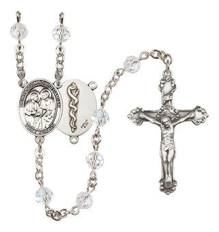 Sterling Silver 6mm Austrian Crystal Saints Cosmas & Damian / Doctors Rosary in Crystal