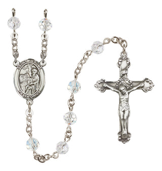 Sterling Silver 6mm Austrian Crystal Saint Jerome Rosary in Crystal