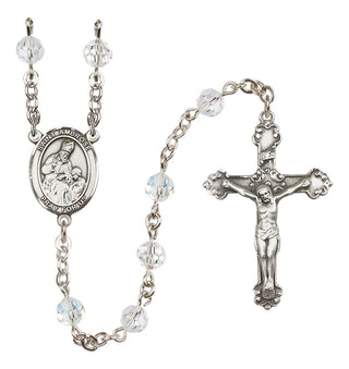 Sterling Silver 6mm Austrian Crystal Saint Ambrose Rosary in Crystal