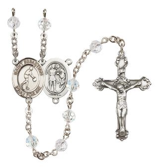 Sterling Silver 6mm Saint Sebastian/Basketball Rosary