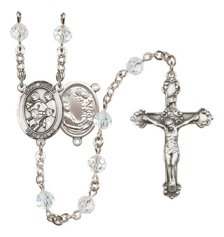 Sterling Silver 6mm Austrian Crystal Saint Cecilia / Marching Band Rosary in Crystal