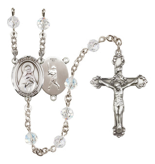 Sterling Silver 6mm Austrian Crystal Saint Rita / Baseball Rosary in Crystal