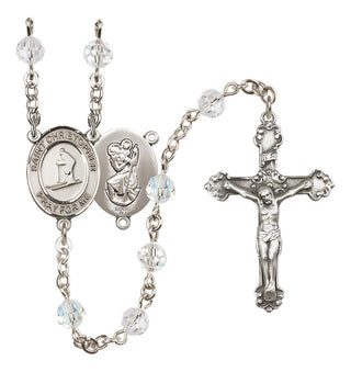 Sterling Silver 6mm Saint Christopher / Skiing Rosary