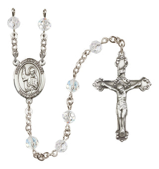 Sterling Silver 6mm Austrian Crystal Saint Vincent Ferrer Rosary in Crystal