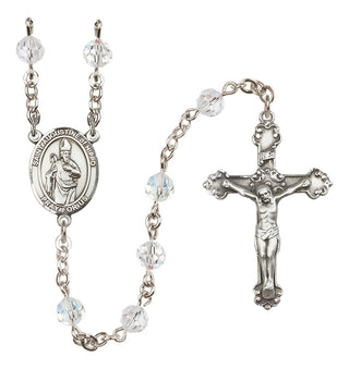 Sterling Silver 6mm Saint Augustine of Hippo  Engraved Catholic Rosaries