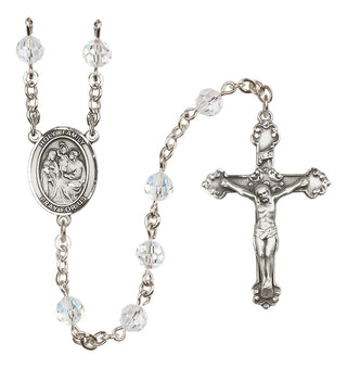 Sterling Silver 6mm Austrian Crystal Holy Family Rosary in Crystal