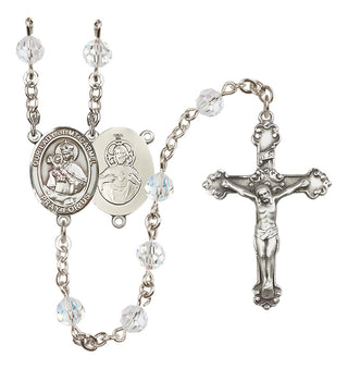 Sterling Silver 6mm Austrian Crystal Our Lady of Mount Carmel Rosary in Crystal
