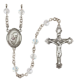 Sterling Silver 6mm Austrian Crystal Blessed Trinity Rosary in Crystal