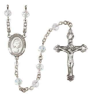 Sterling Silver 6mm Austrian Crystal Saint John Baptist de la Salle Rosary in Crystal