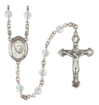 Sterling Silver 6mm Austrian Crystal Saint Eugene de Mazenod Rosary in Crystal