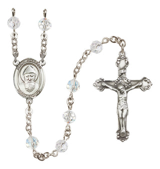 Sterling Silver 6mm Austrian Crystal Saint Sharbel Rosary in Crystal