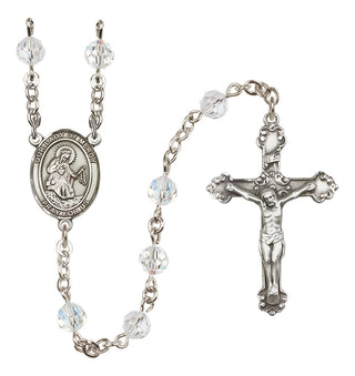 Sterling Silver 6mm Austrian Crystal Our Lady of Mercy Rosary in Crystal