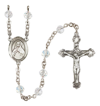 Sterling Silver 6mm Austrian Crystal Saint Olivia Rosary in Crystal