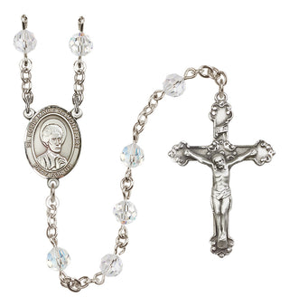 Sterling Silver 6mm Austrian Crystal Saint Louis Marie de Montfort Rosary in Crystal