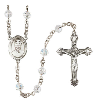 Sterling Silver 6mm Austrian Crystal Saint Josephine Bakhita Rosary in Crystal