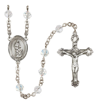 Sterling Silver 6mm Austrian Crystal Saint Anne Rosary in Crystal