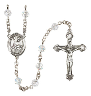 Sterling Silver 6mm Austrian Crystal Saint Honorius of Amiens Rosary in Crystal